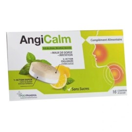 AngiCalm Maux De Gorge Irritation Citron Sans Sucre, 16 Comprimés