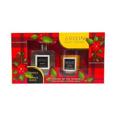 Coffret AREON, Parfum avec Bâtonnets 150ml, Bougie parfumée 120g, Black Vanille prix Tunisie Sfax