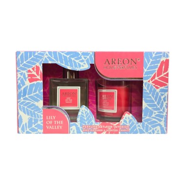 Coffret AREON, Parfum avec Bâtonnets 150ml, Bougie parfumée 120g, Lily of the Valley prix Tunisie Sfax