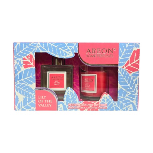 Coffret AREON, Parfum avec Bâtonnets 150ml, Bougie parfumée 120g, Lily of the Valley prix Tunisie Sfax