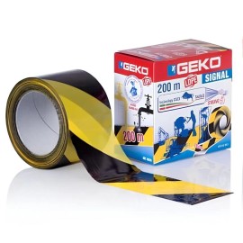 Ruban de signalisation GEKO Noir/Jaune 200m