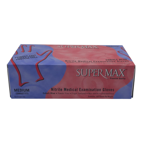 Gants jetables en nitrile bleu cobalt SUPERMAX – Tunisie