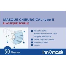 Bavette chirurgicale élastique souple type 2 - lot de 50 pièces