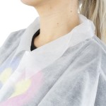 Blouse visiteur non tissé SS blanche sans poche - fermeture velcro Lot de 10 pièces prix Tunisie Sfax